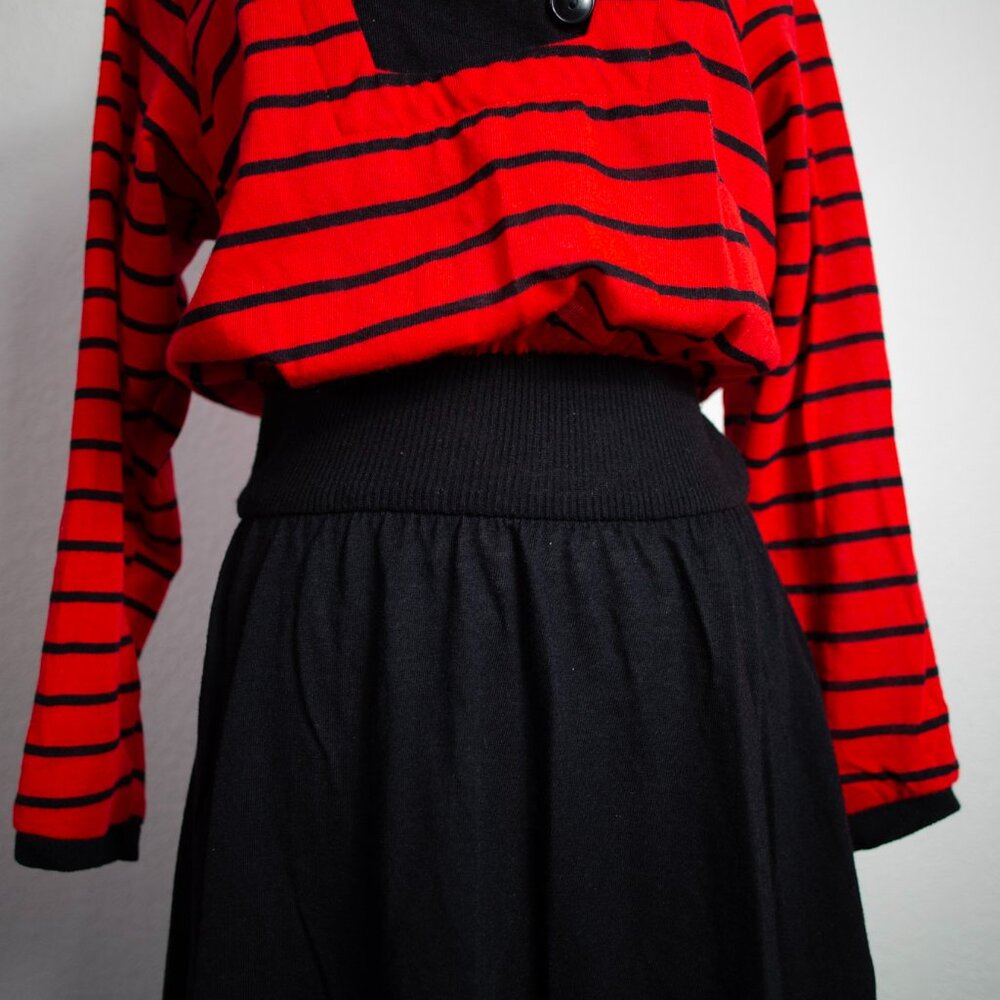 Vintage Studio 36 Black & Red Midi Dress Size Medium - Picture 7 of 8
